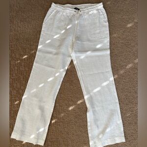 Ellen Tracy Cream Linen Trousers